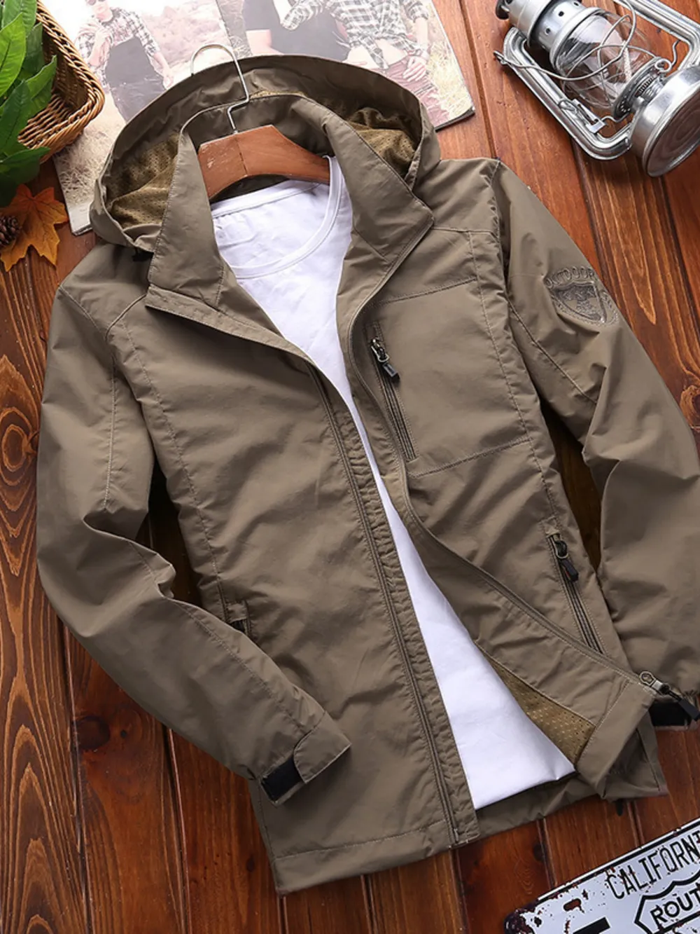 Men's Plus Size Lightweight Hooded Windproof Outdoor Jacket, image 5