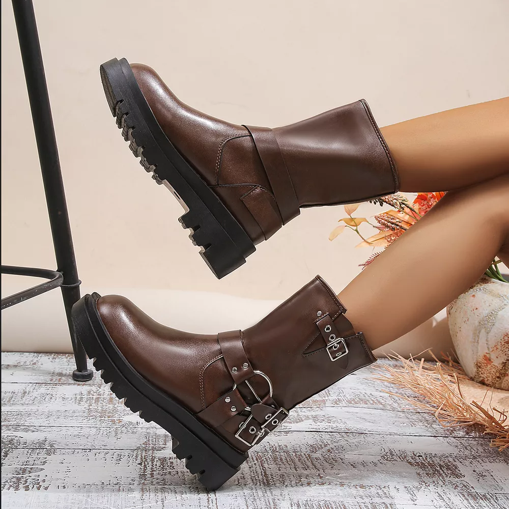 Round Toe Block Heels Boots, image 11