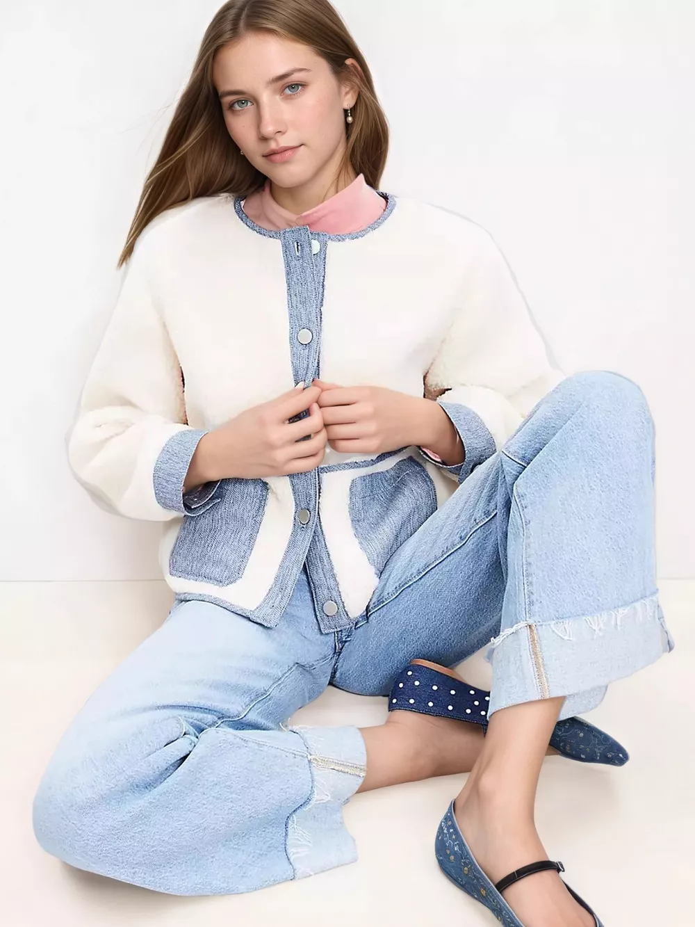 Contrast Trim Teddy Jacket, image 4