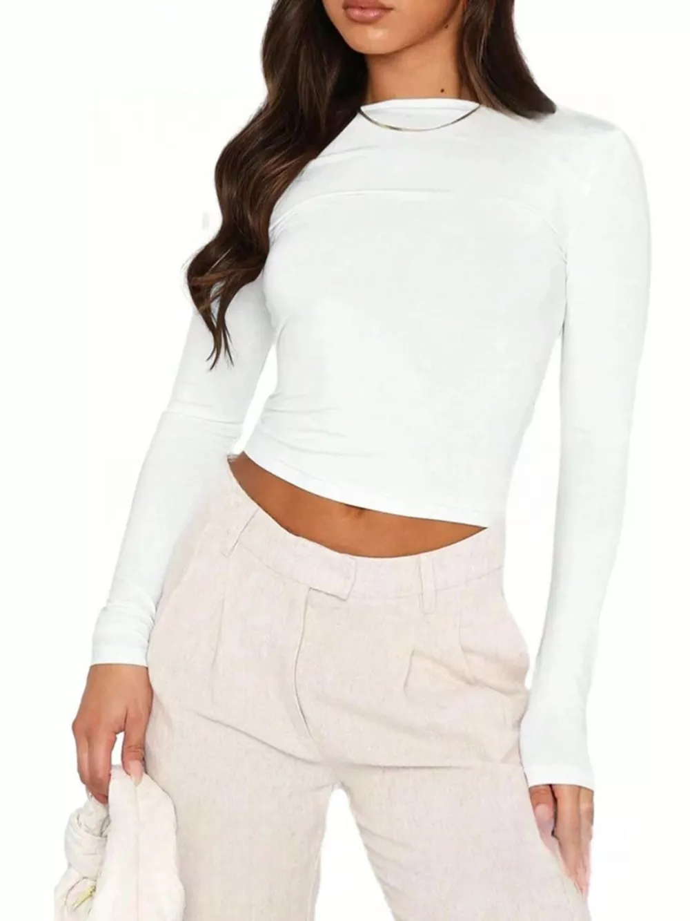 Backless Long Sleeve Slim Fit T-Shirt, image 6