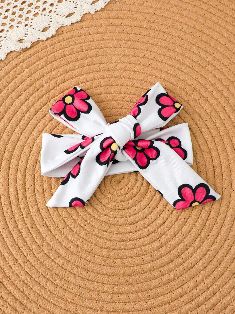 Children's Floral Ruffle Peplum Top and Leggings Set with Headband, image 3
