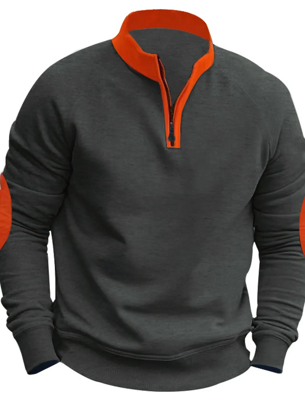 Men's Full Size Quarter-Zip Contrast Trim Sweatshirt Plus Size, image 4