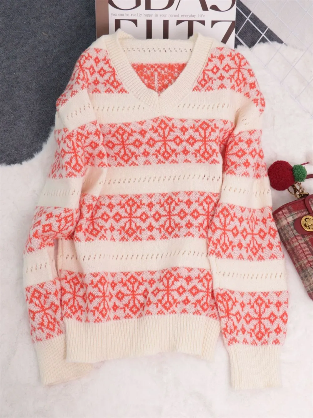 Contrast Ribbed hem Long Sleeve Sweater, image 5