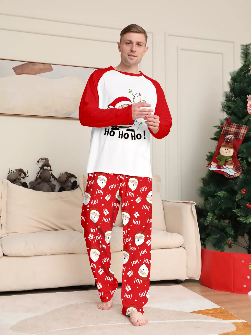 Full Size Matching Family Christmas Santa Claus Pajamas Set Plus Size, image 9