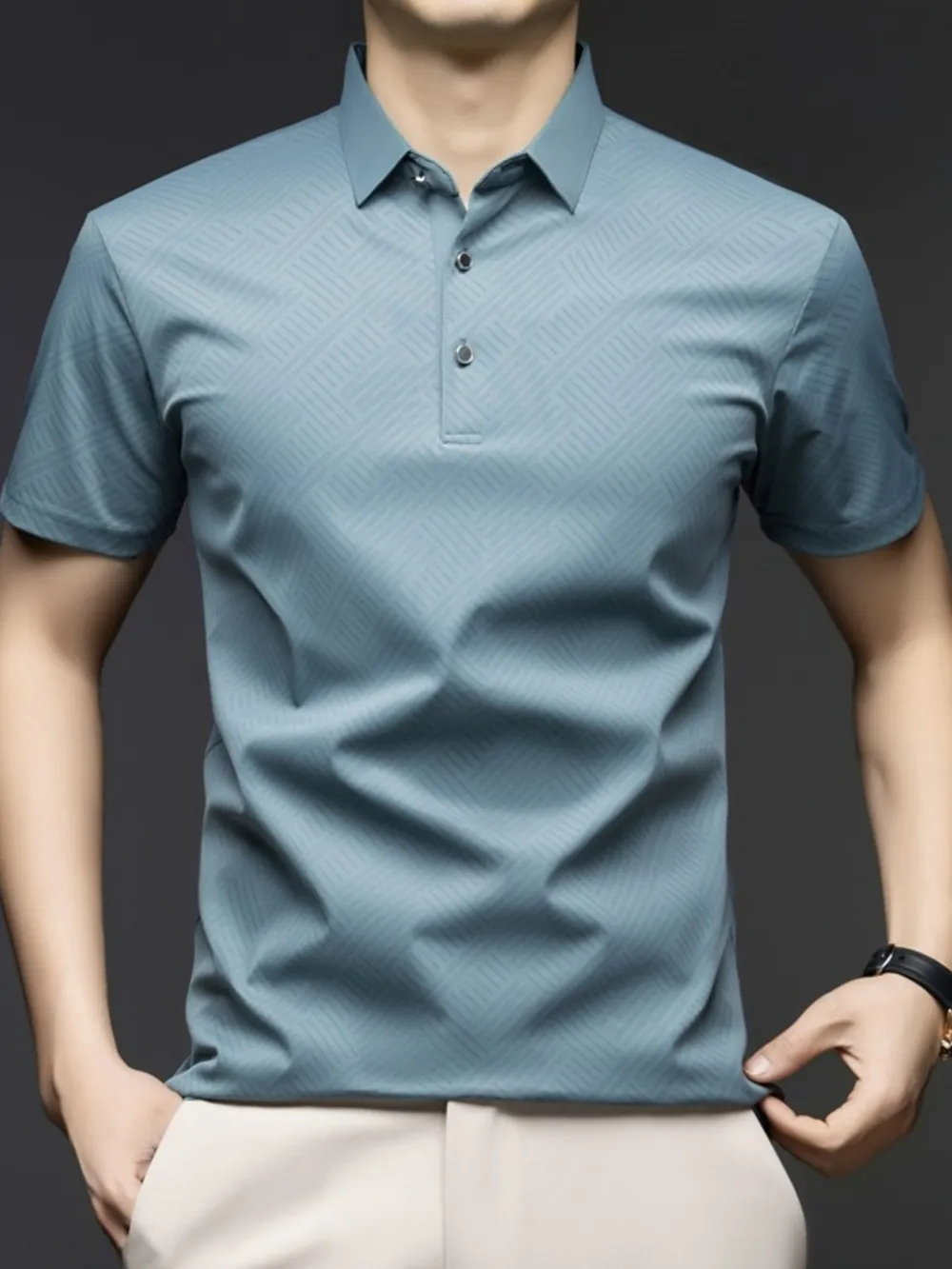 Men's Button Detail Short Sleeve Polo, image 3