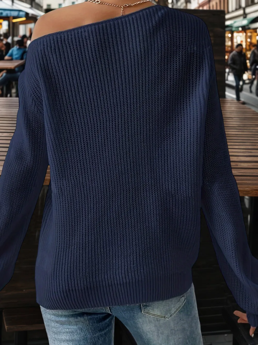 One-Shoulder Ribbed Knit Top with Relaxed Fit, image 12