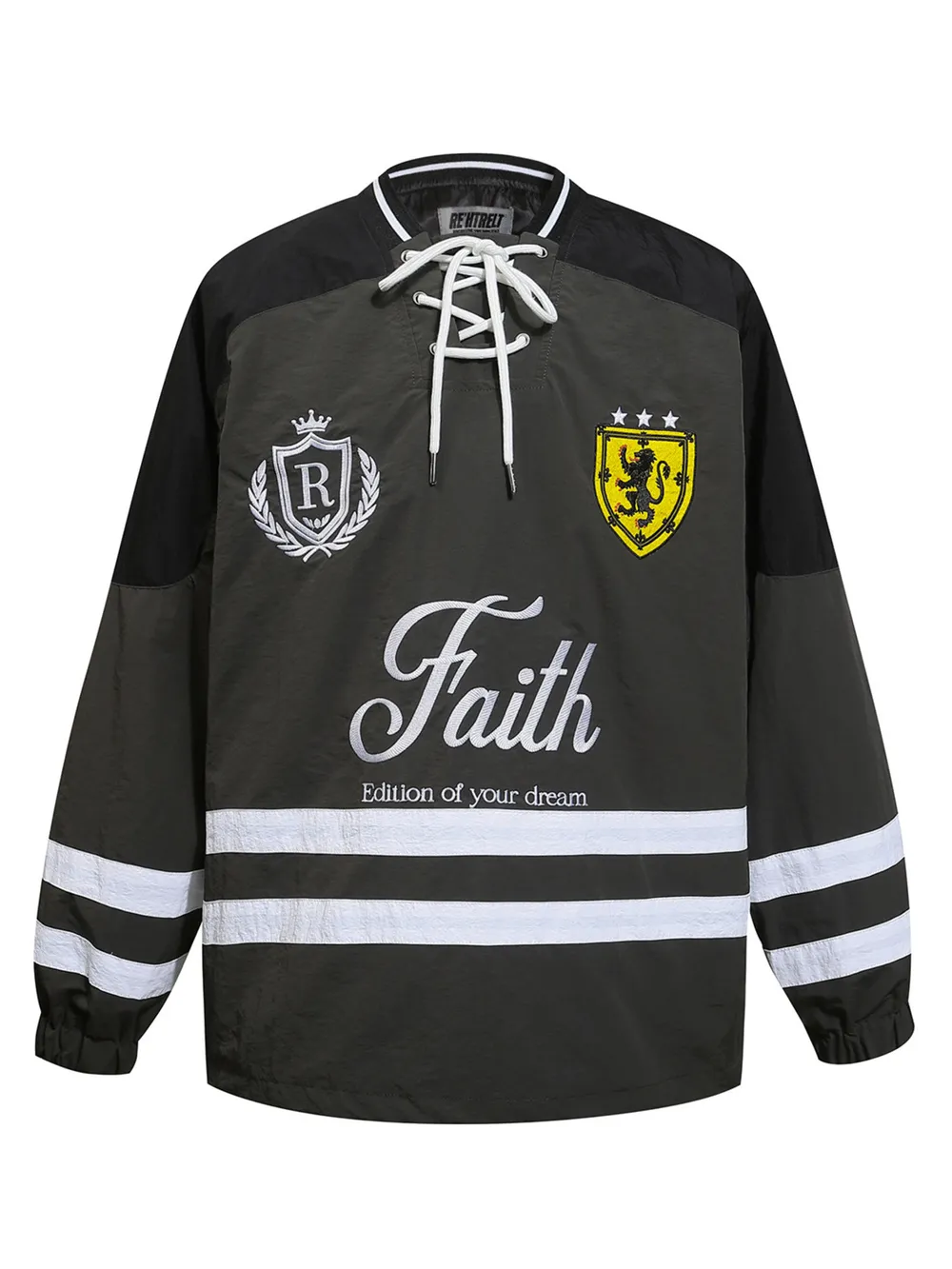 Men's Letter Lace Up Long Sleeve Top