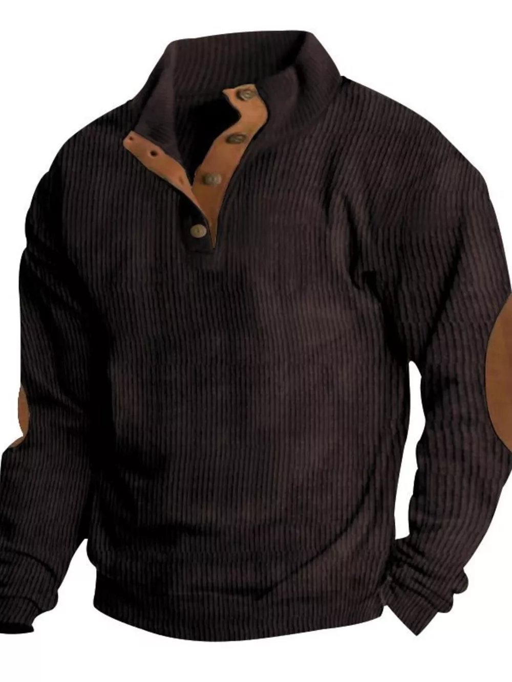 Men's Full Size Button Detail Long Sleeve Sweatshirt Plus Size, image 8
