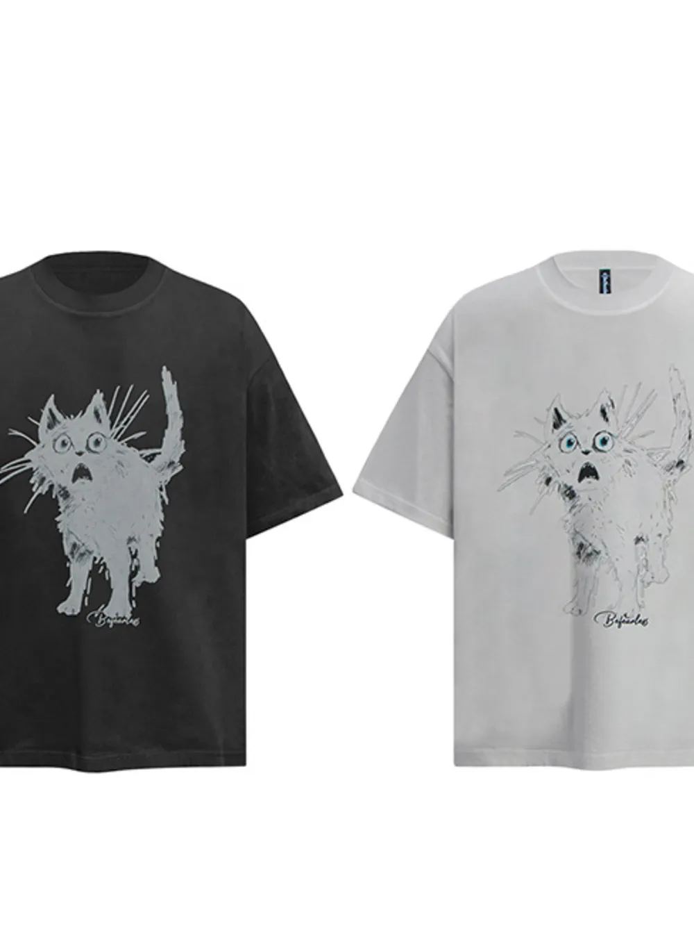 Men's Cat Graphic Short Sleeve Oversized T-Shirt, image 4