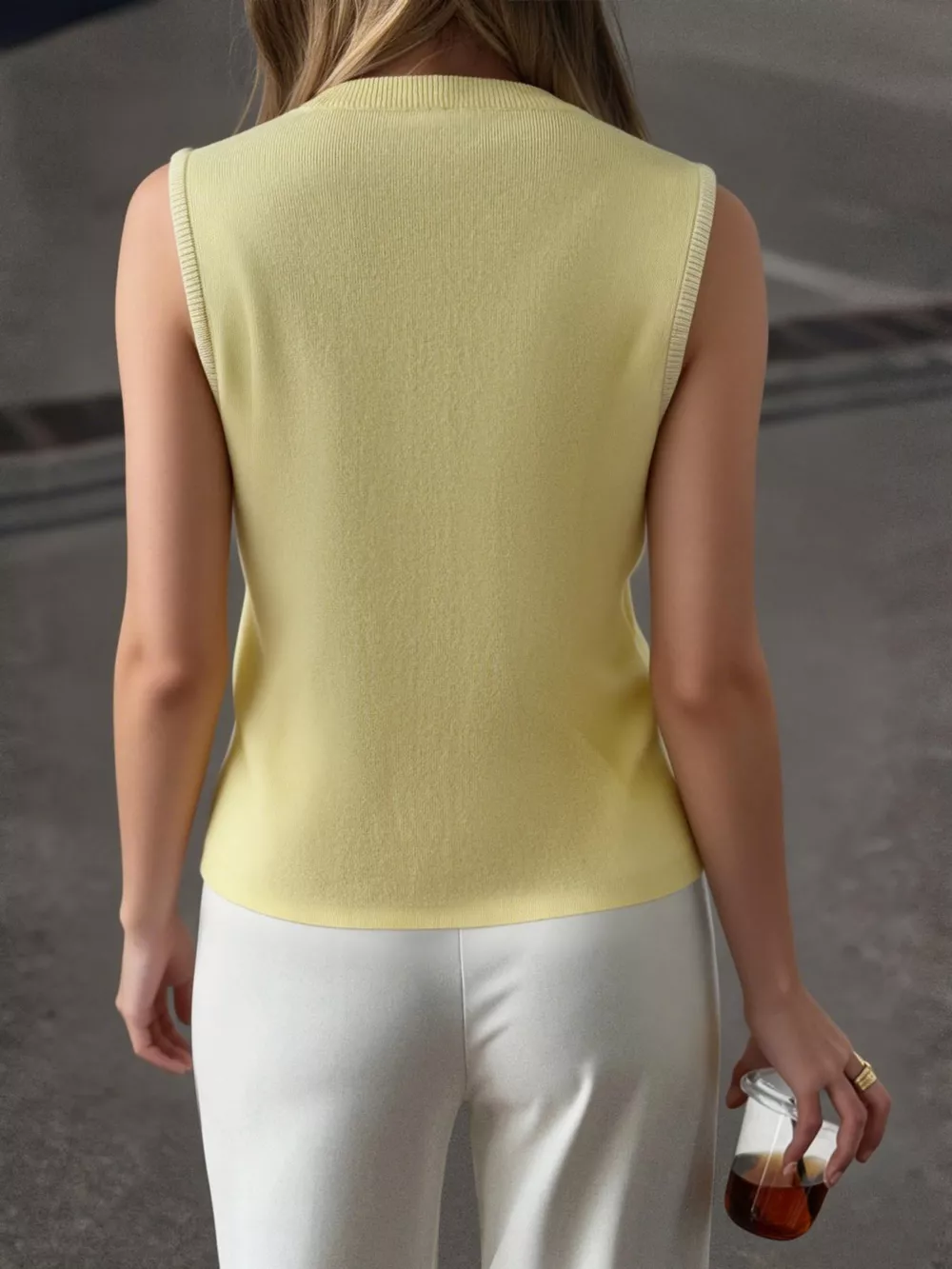 Sleeveless Button-Down Knit Vest, image 14