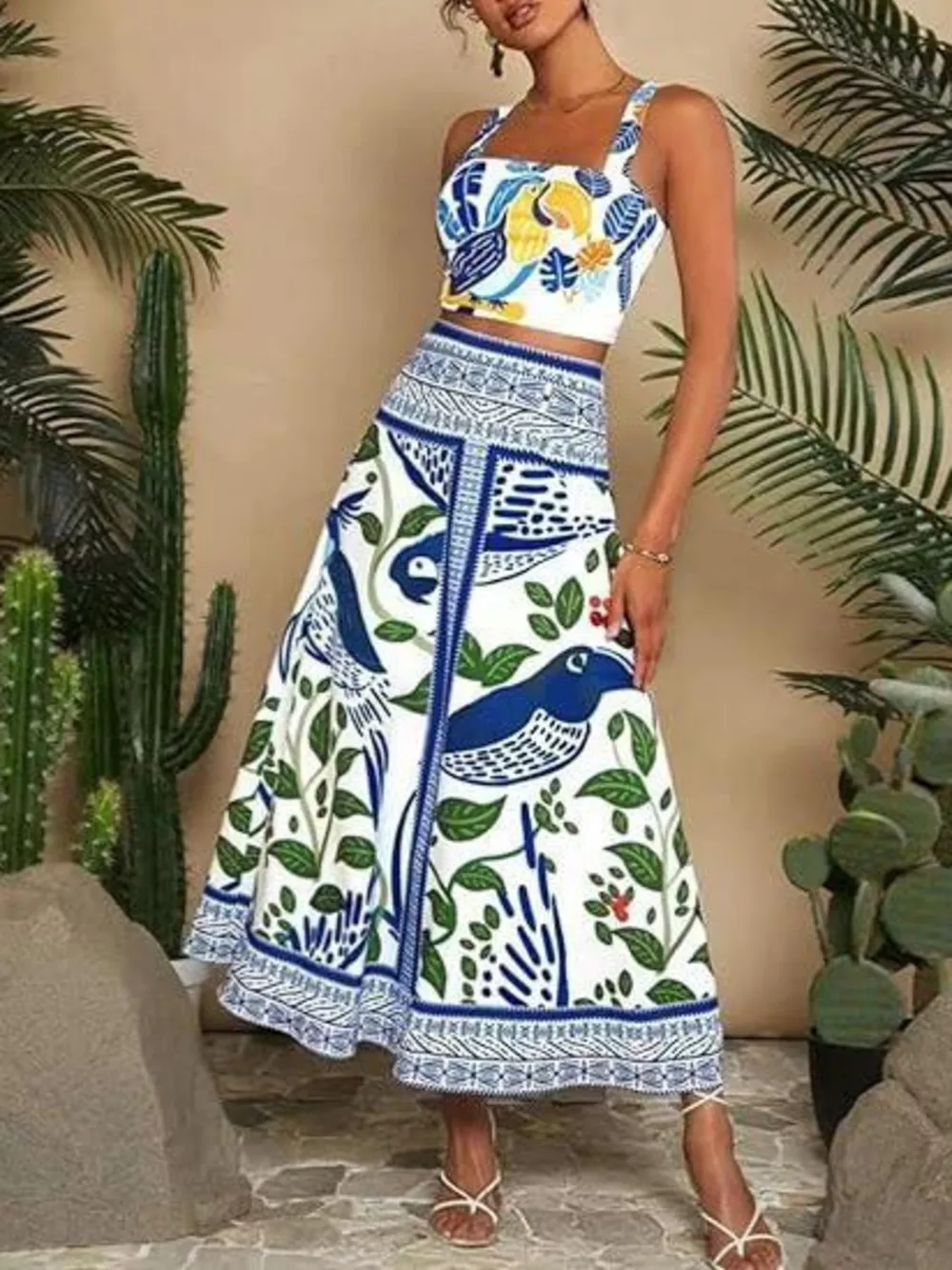 Floral Print Crop Top and Skirt Set, image 6