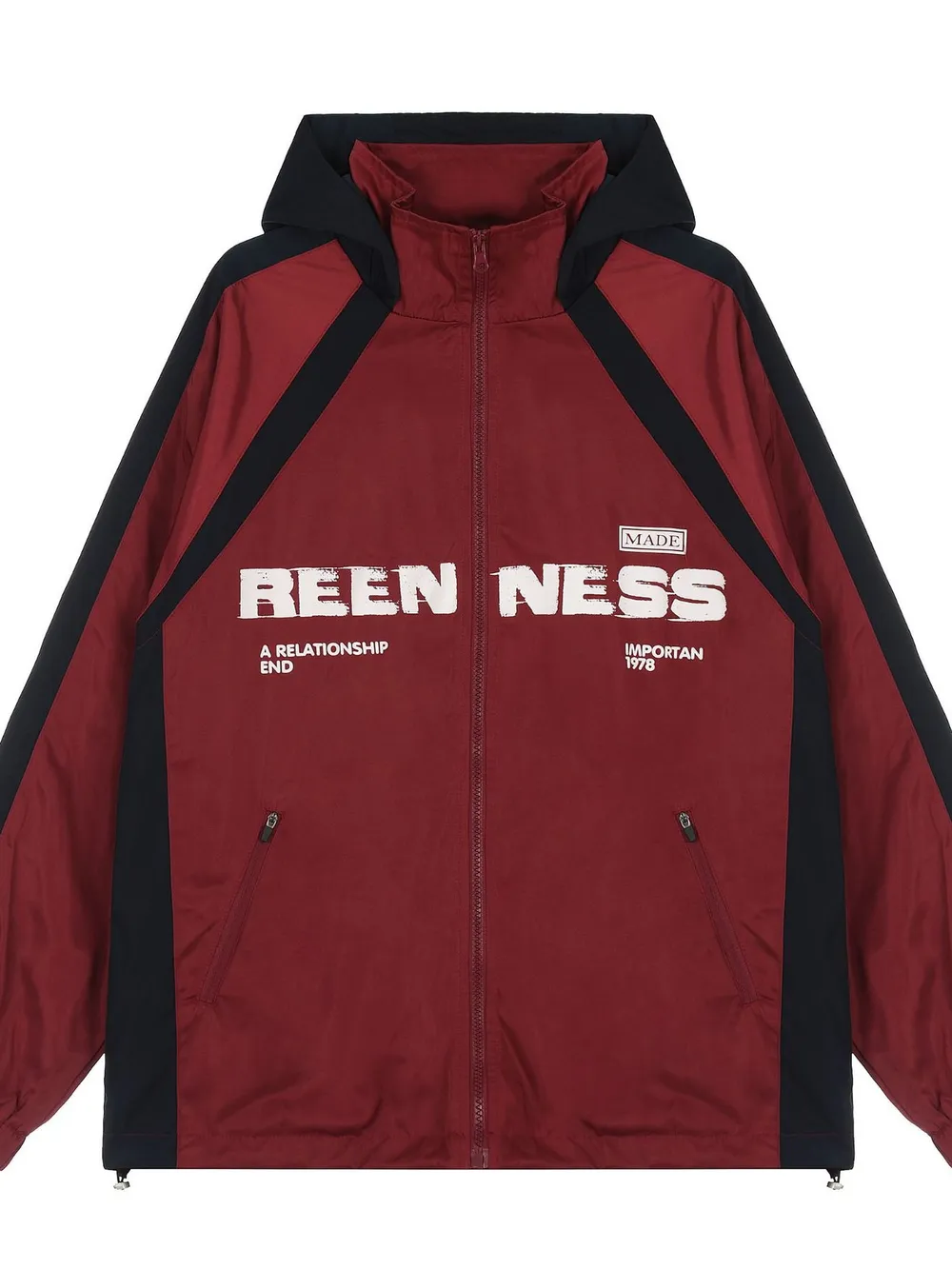 Men's Letter Zip Up Hooded Windbreaker Jacket, image 2