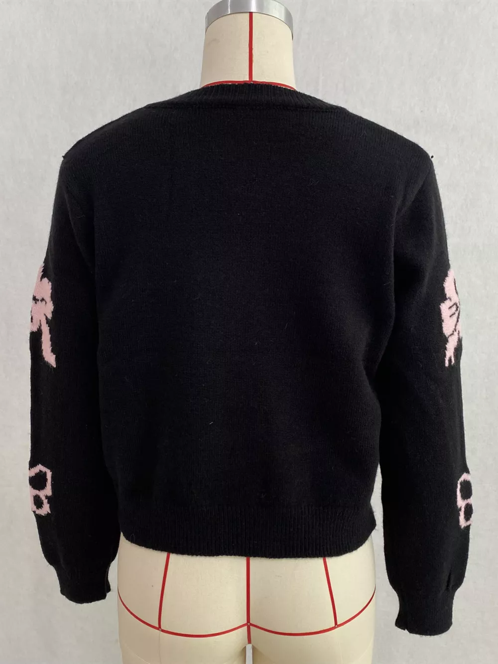 Floral Crew Neck Cropped Knit Cardigan, image 12