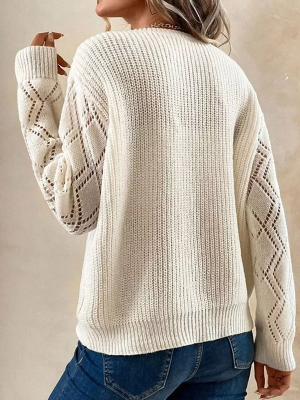 Openwork V-Neck Sweater, image 4