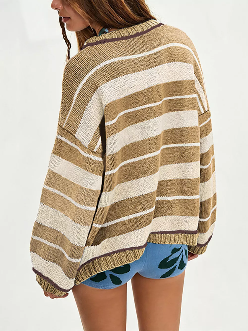 Oversized Striped Crew Neck Sweater, image 7