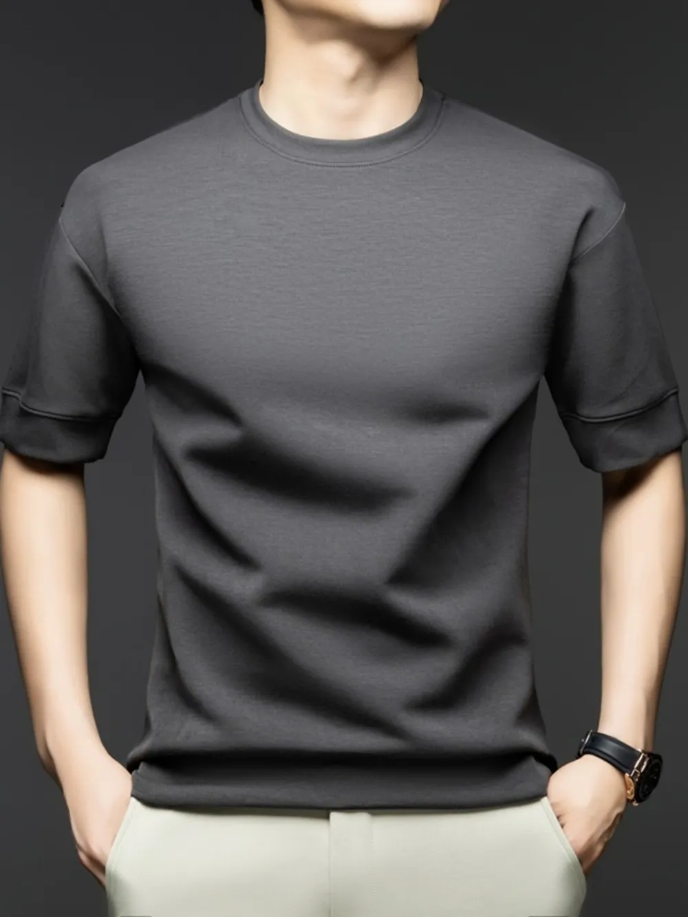 Men's Plus Size Round Neck Half Sleeve T-Shirt, image 3
