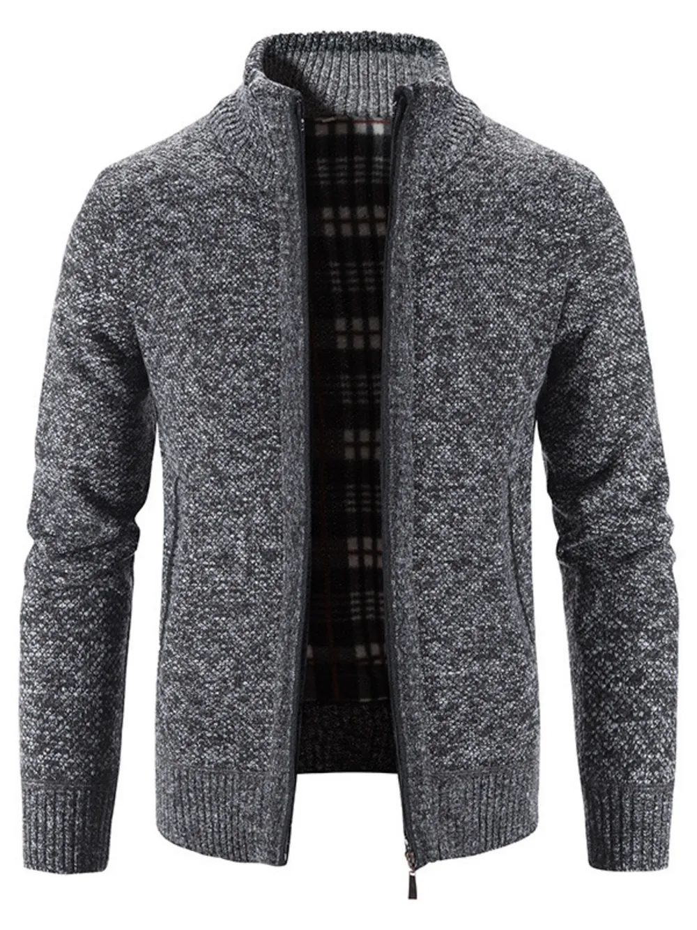 Men's Plus Size Zip-Up Long Sleeve Cardigan, image 7