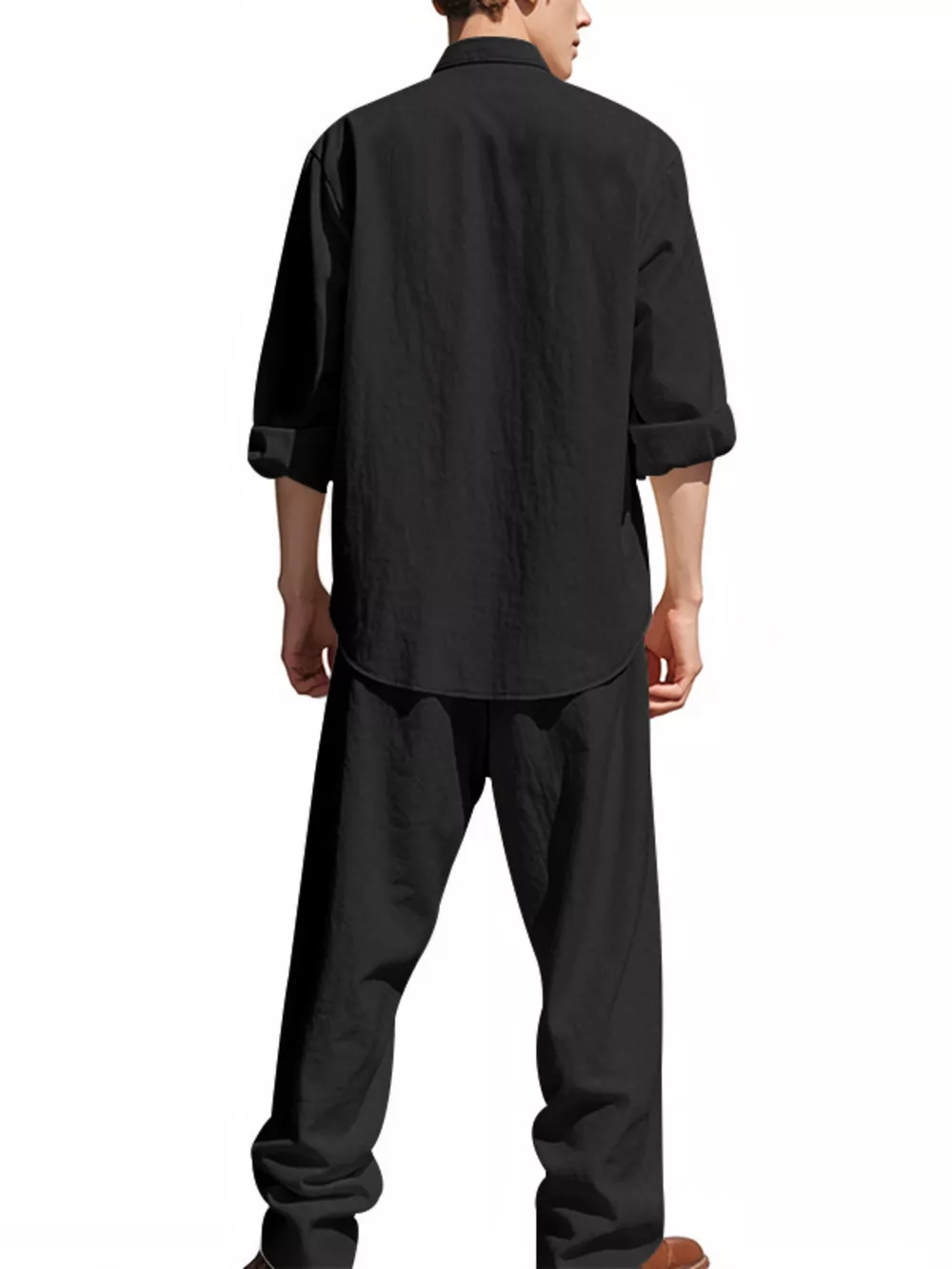 Men's Full Size Button Up Long Sleeve Shirt and Pants Plus Size, image 7