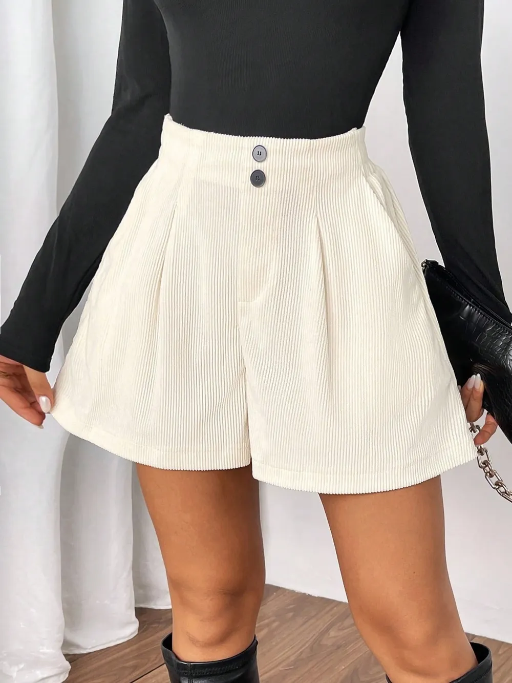 High Waisted Corduroy Shorts