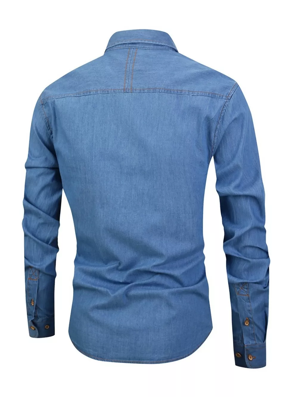Men's Full Size Button Up Long Sleeve Denim Shirt Plus Size, image 5