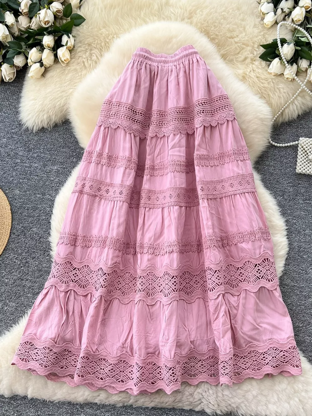 Drawstring Lace Tiered Skirt, image 3