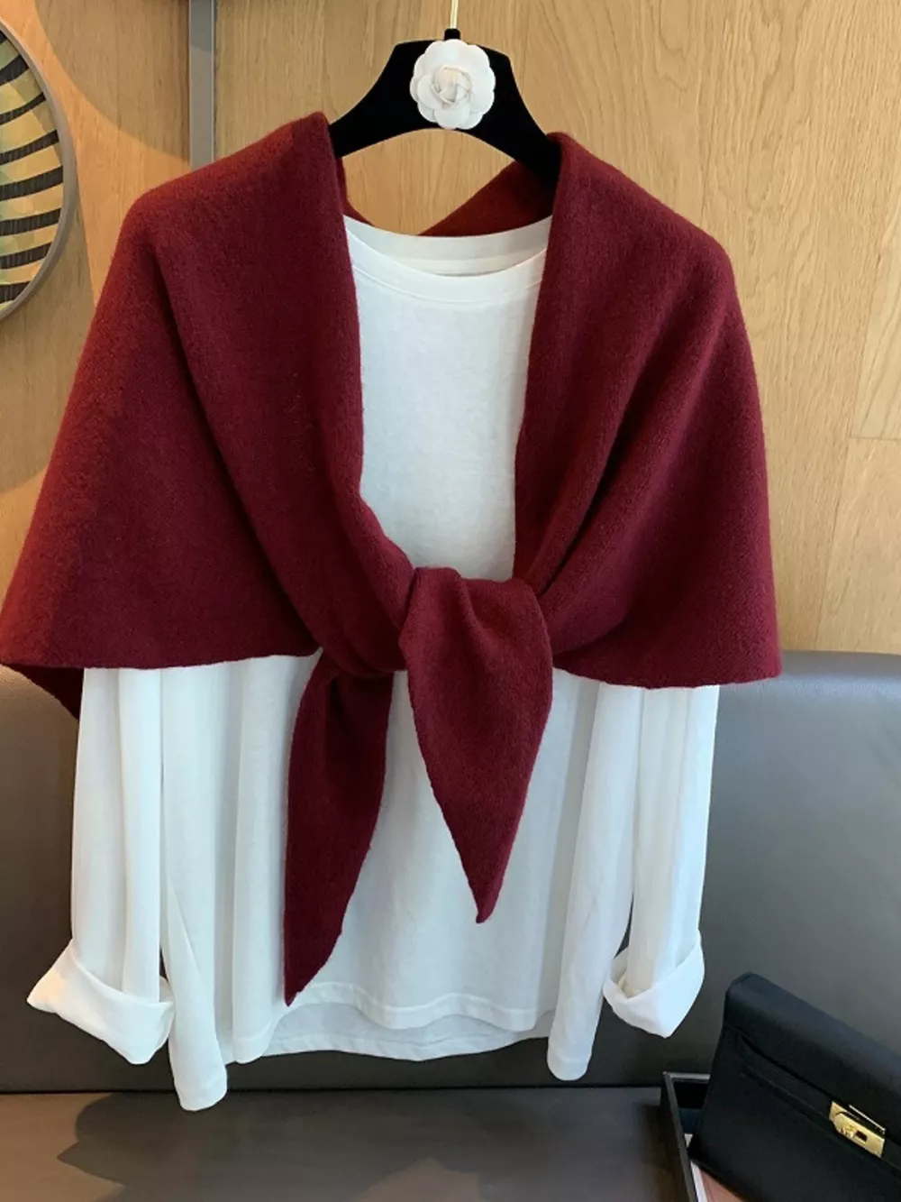 100% Wool Knit Scarf Shawl, image 2