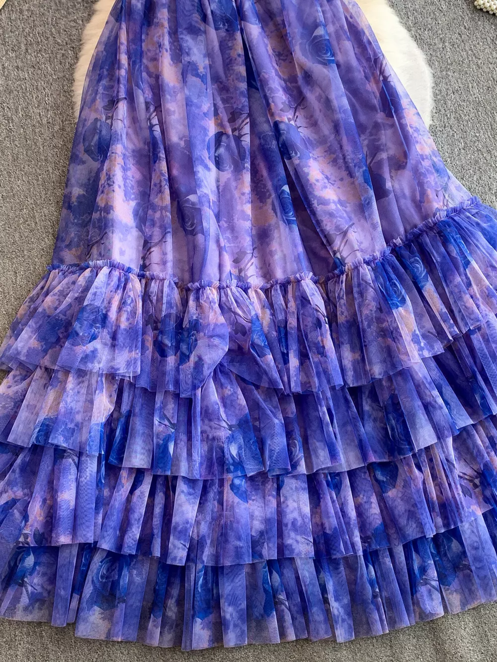 Floral Print Ruffled Layered Mesh Dress, image 20