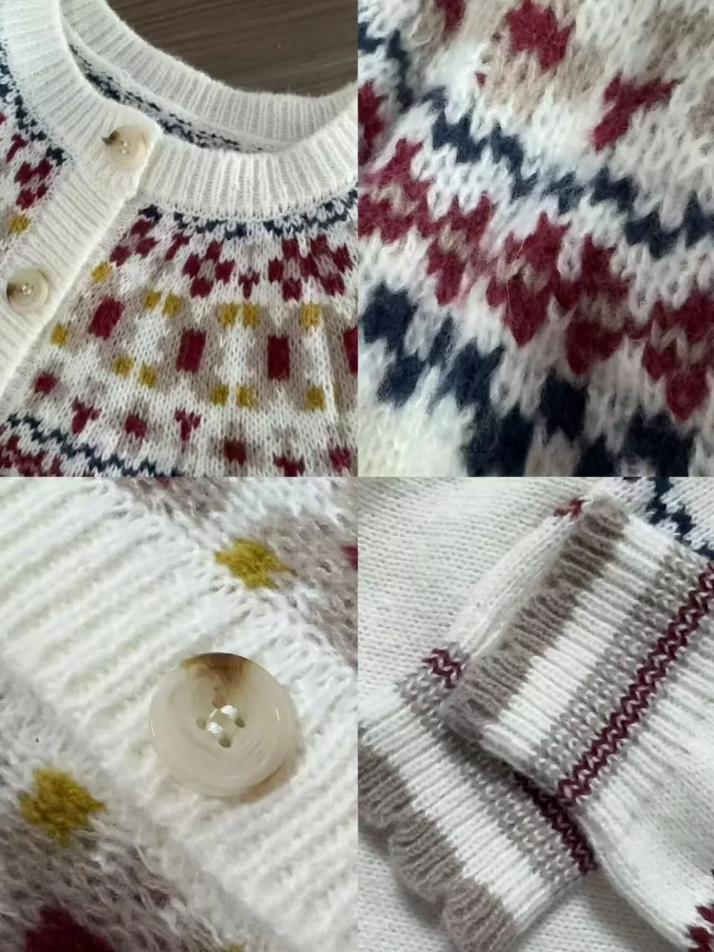 Fair Isle Patterned Button-Down Knit Cardigan, image 6