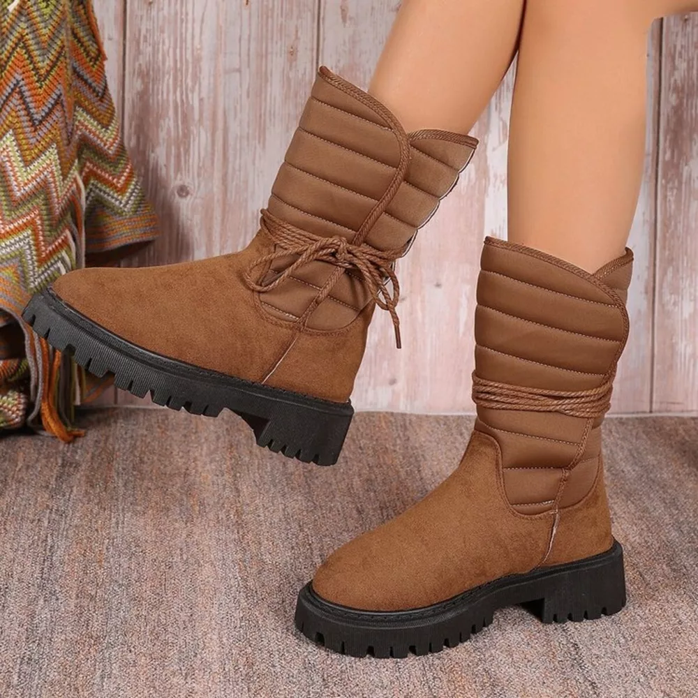 Quilted Lace-Up Mid-Calf Boots, image 13