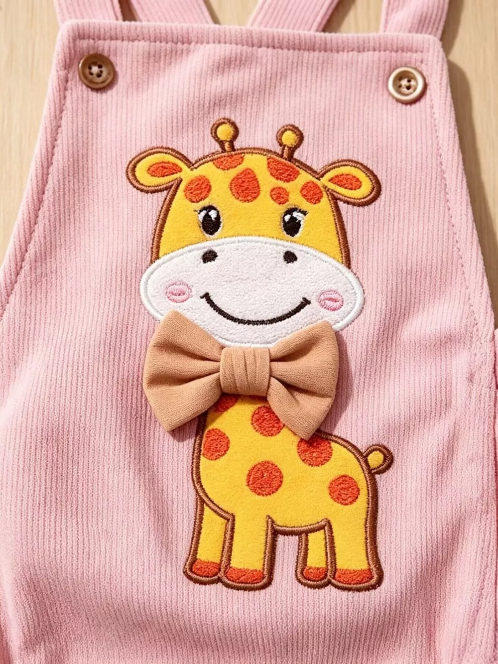 Children's Giraffe Embroidered Corduroy One-Piece, image 3