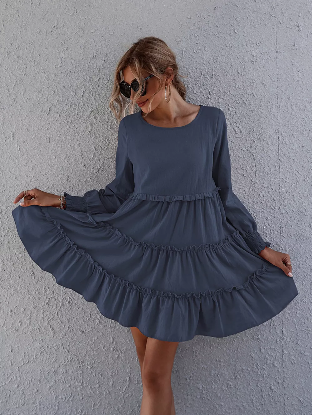 Ruffle Tiered Long Sleeve Mini Dress, image 10