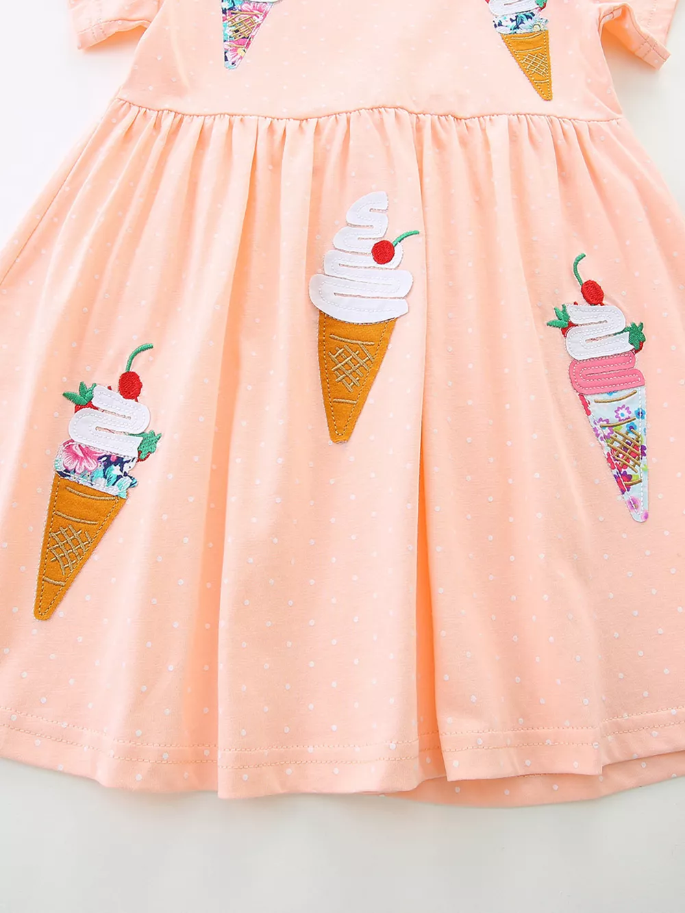 Children's Ice Cream Applique Round Neck Dress, image 4
