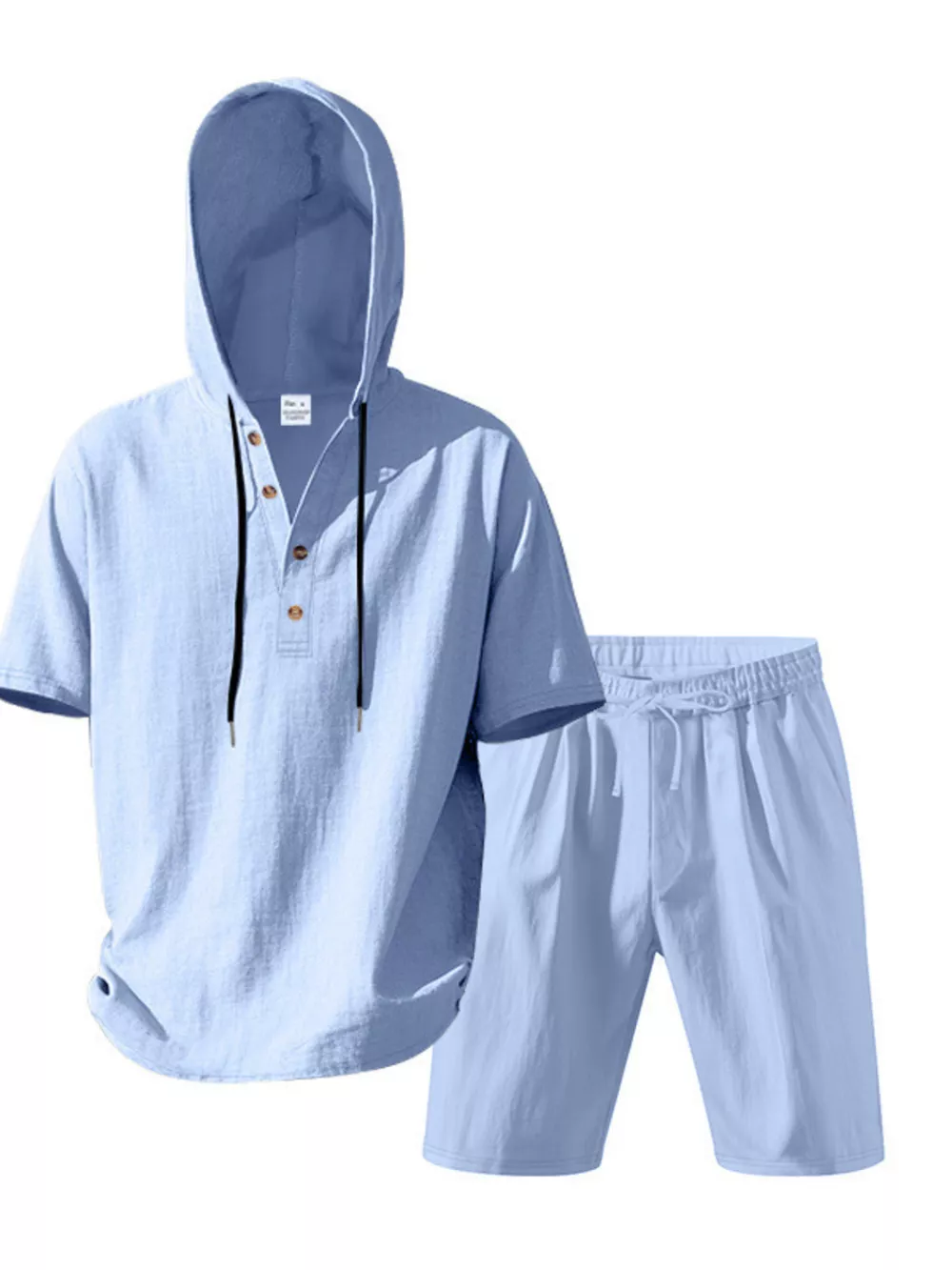 Men's Full Size Casual Short Sleeve Hooded Top & Shorts Set Plus Size, image 3