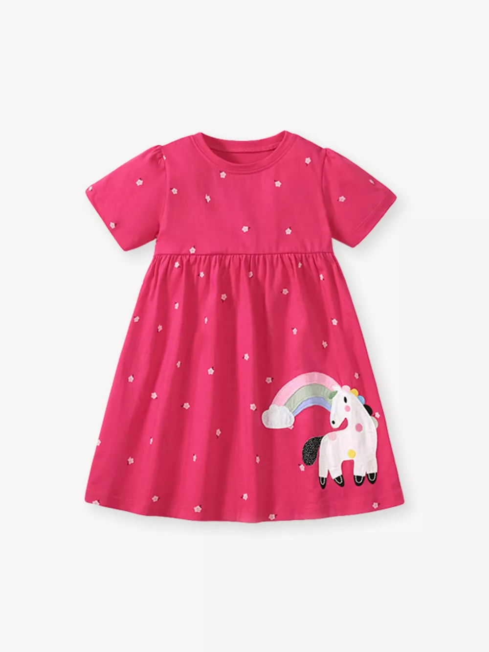 Children's Unicorn Rainbow Round Neck Casual Dress, image 4