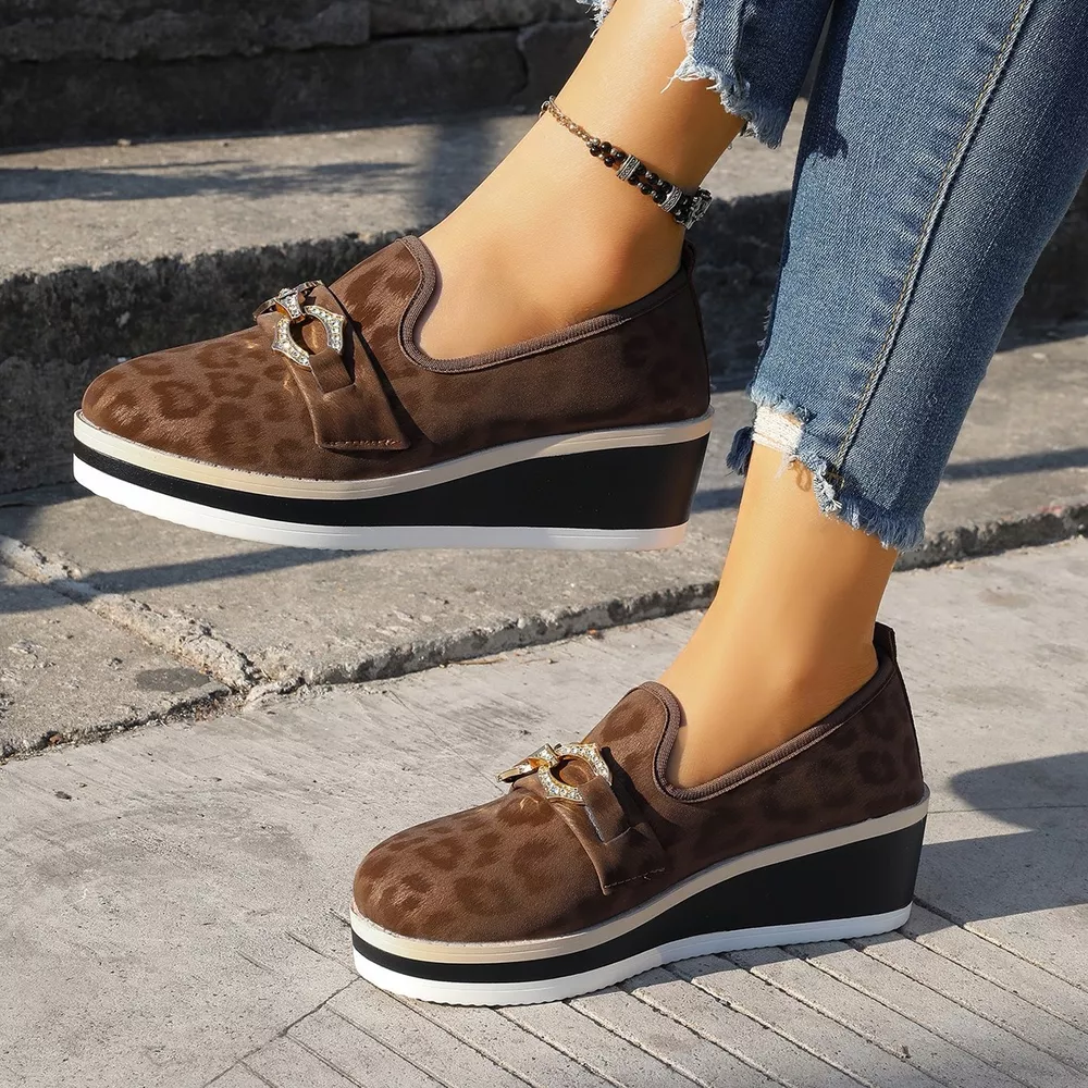 Leopard Print Wedge Loafers, image 8
