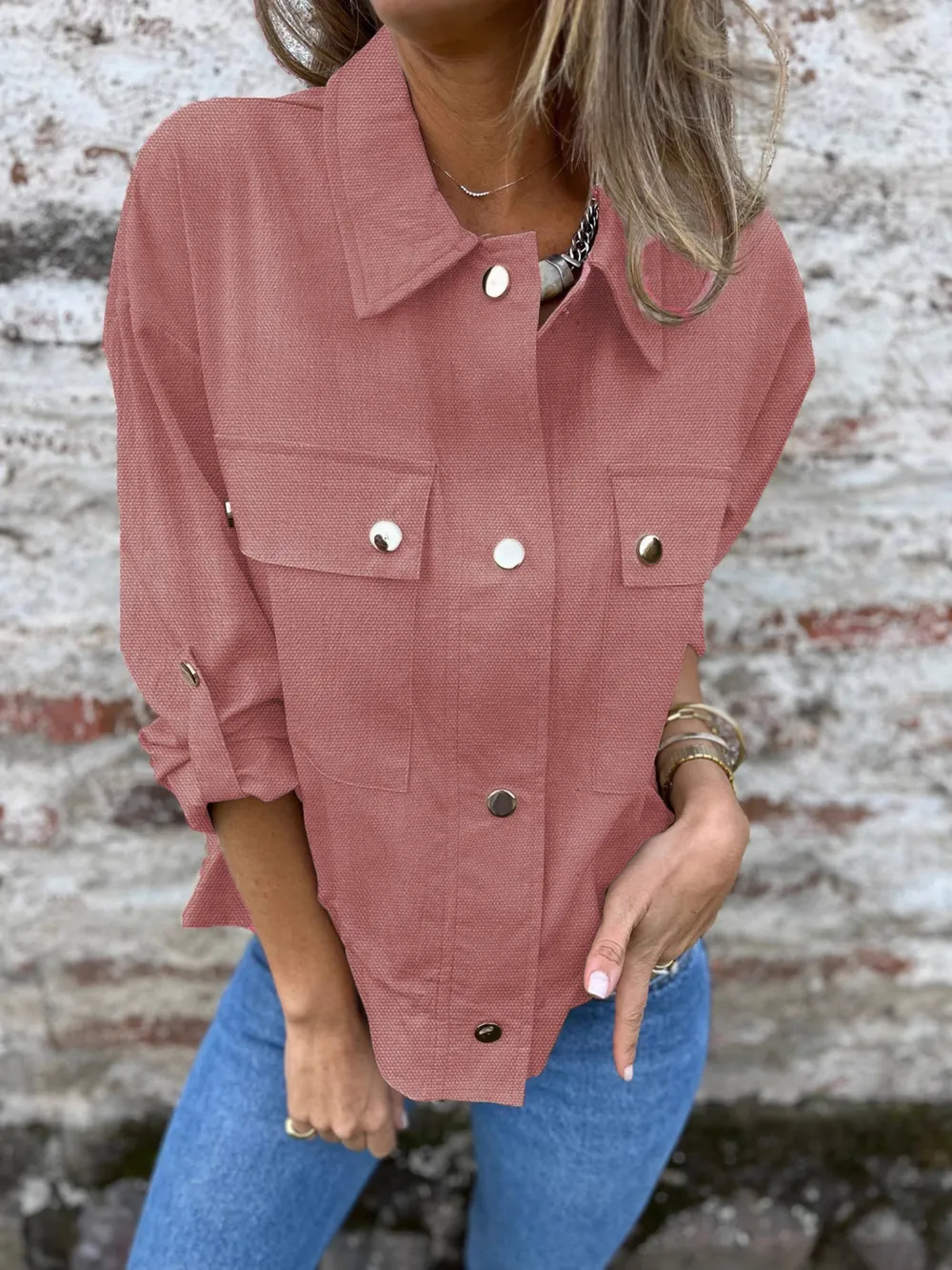 Snap-Down Utility Shacket with Chest Pockets
