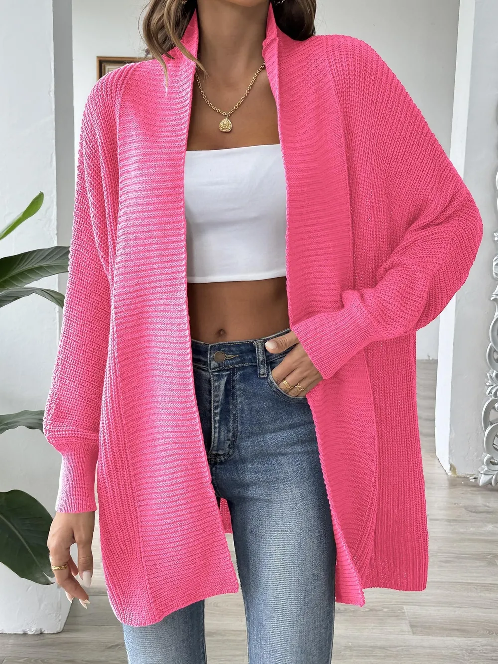 Oversized Knit Open Front Cardigan, image 14