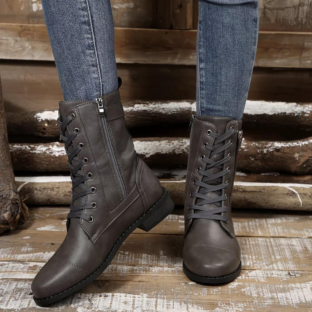 Round Toe Block Heels Boots, image 9