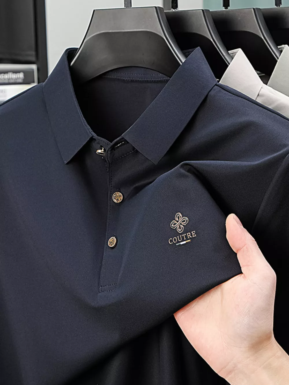 Men's Plus Size Button Detail Short Sleeve Polo, image 6