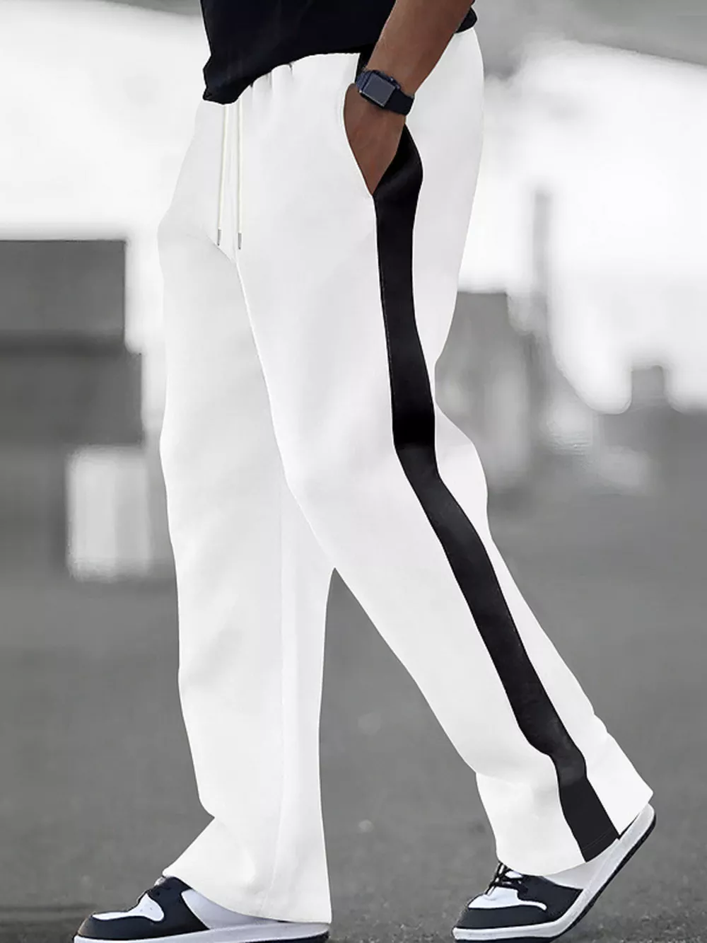 Men's Full Size Contrast Stripe Drawstring Sweatpants Plus Size, image 11