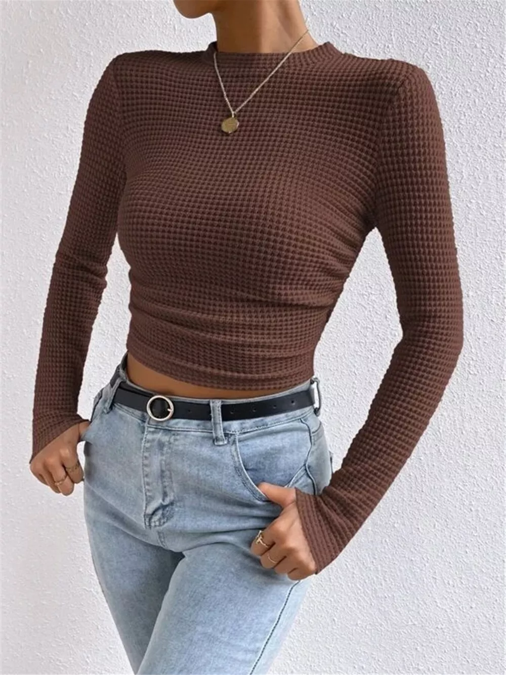 Waffle Knit Long Sleeve T-Shirt, image 21