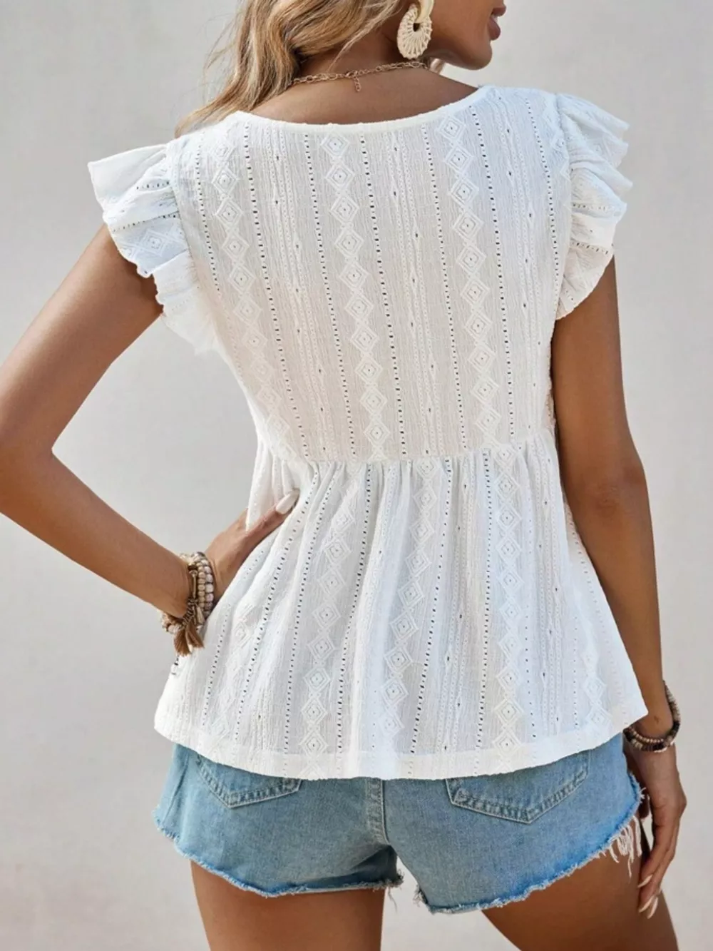Ruffle Sleeve V-Neck Blouse, image 7
