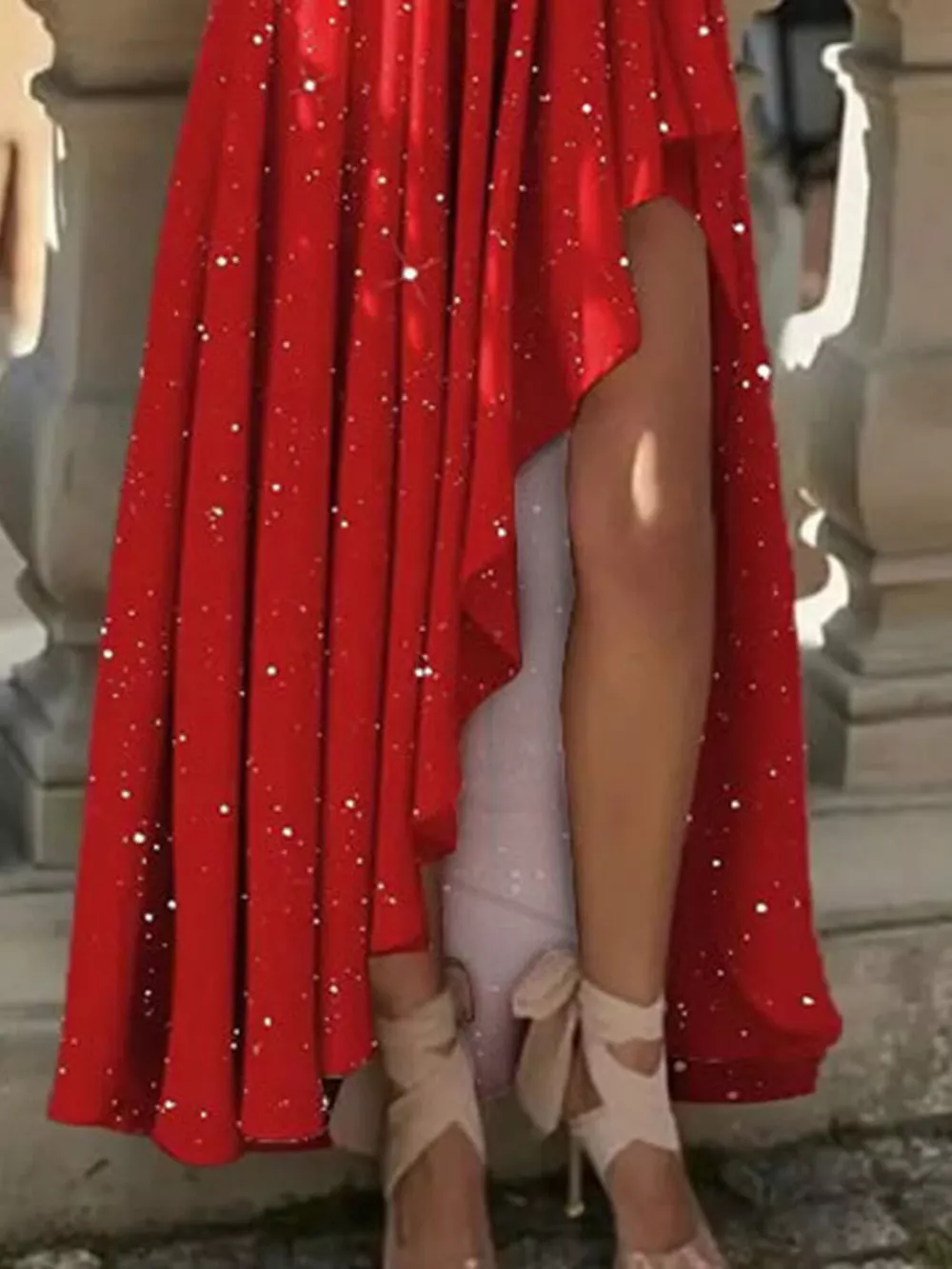 One-Shoulder Asymmetrical Hem Maxi Dress, image 3
