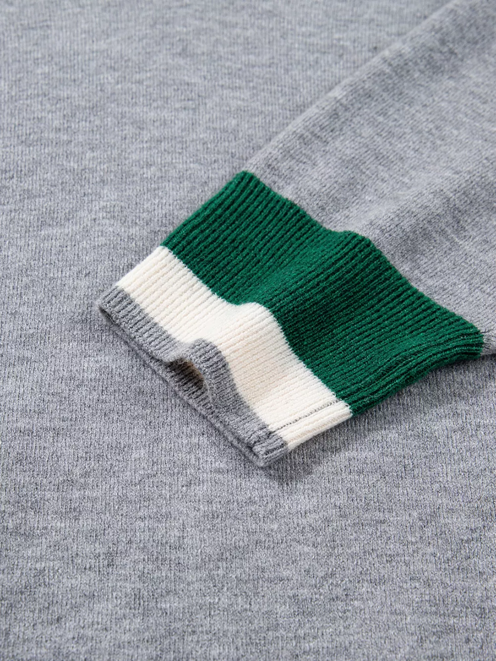 Contrast Striped Trim V Neck Varsity Sweater, image 10