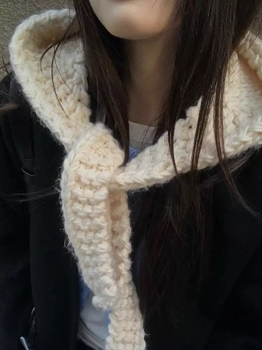 Knitted Hooded Scarf Hat, image 3