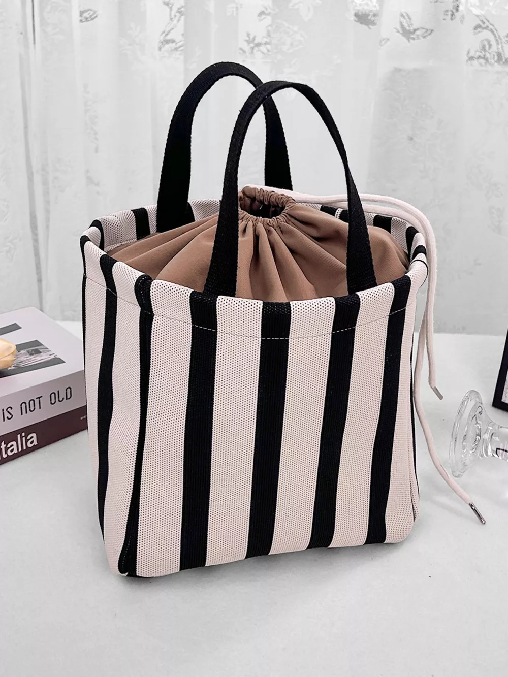 Striped Drawstring Handbag, image 2