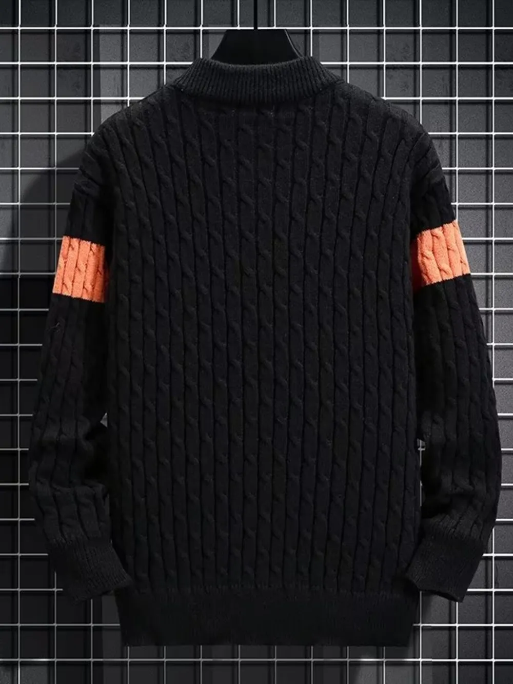 Men's Plus Size Color Block Round Neck Sweater, image 4