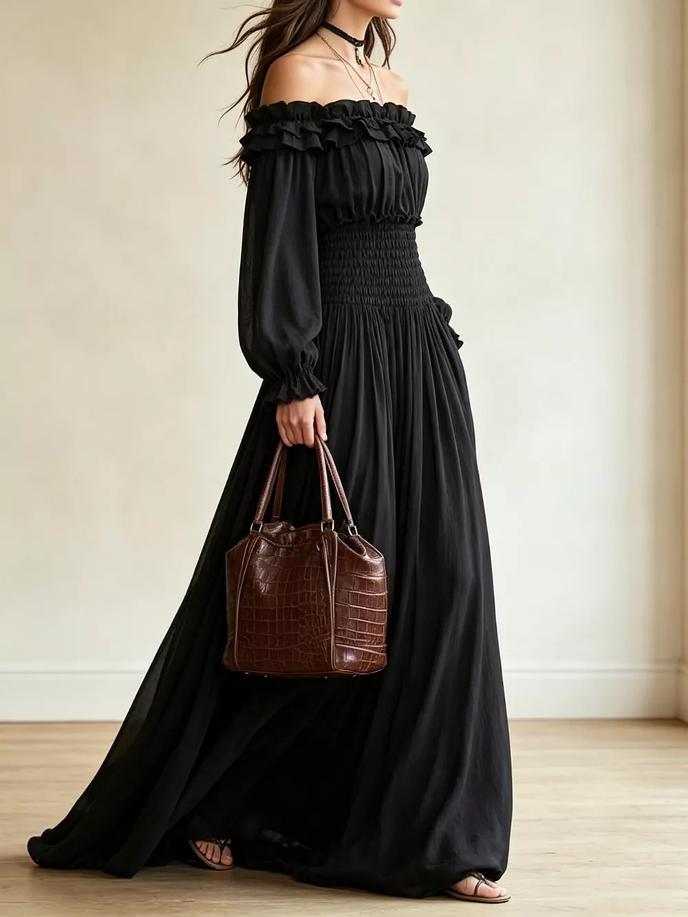 Full Size Off-Shoulder Ruffled Maxi Dress with Smocked Waist Plus Size, image 6