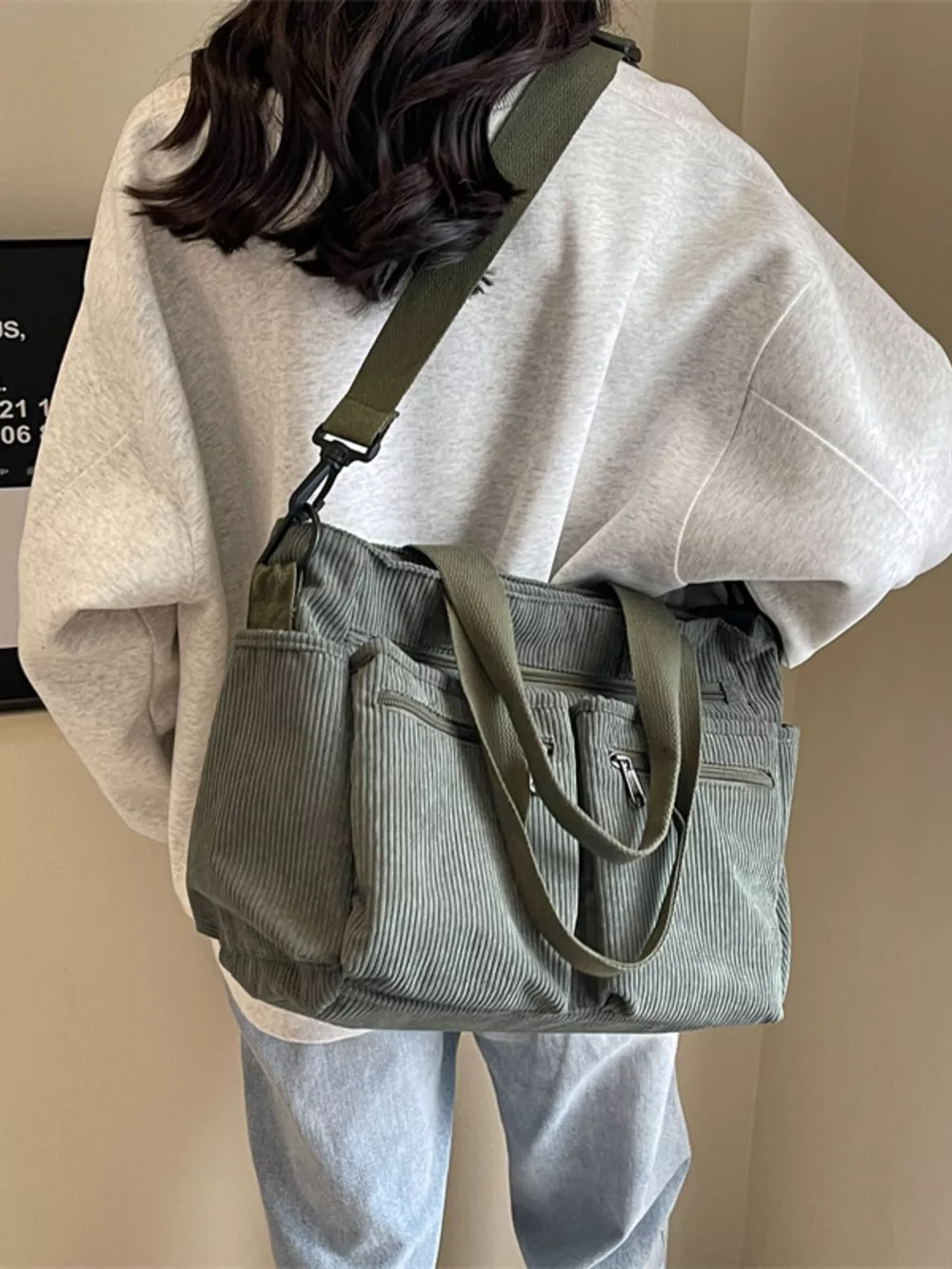 Corduroy Multi-Pocket Crossbody Bag, image 10