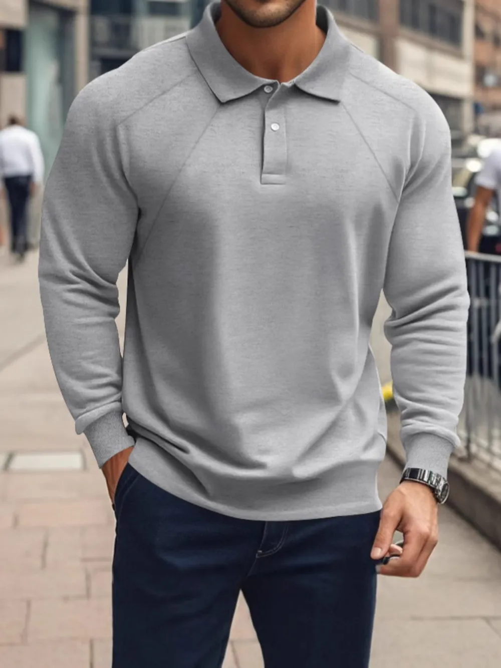 Men's Full Size Classic Collar Long Sleeve Polo Plus Size, image 6